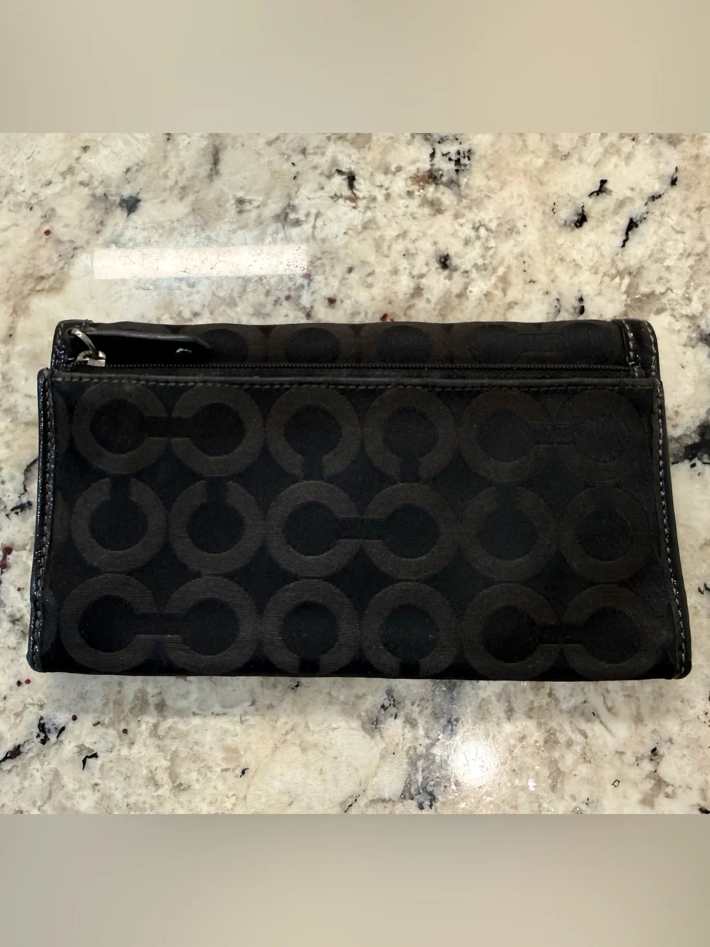 Coach EUC Black Signature Canvas Wallet w/Silver Logo